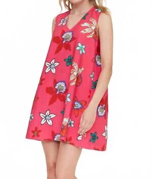 NEW COMPANIA FANTASTICA vanda print short dress in magenta